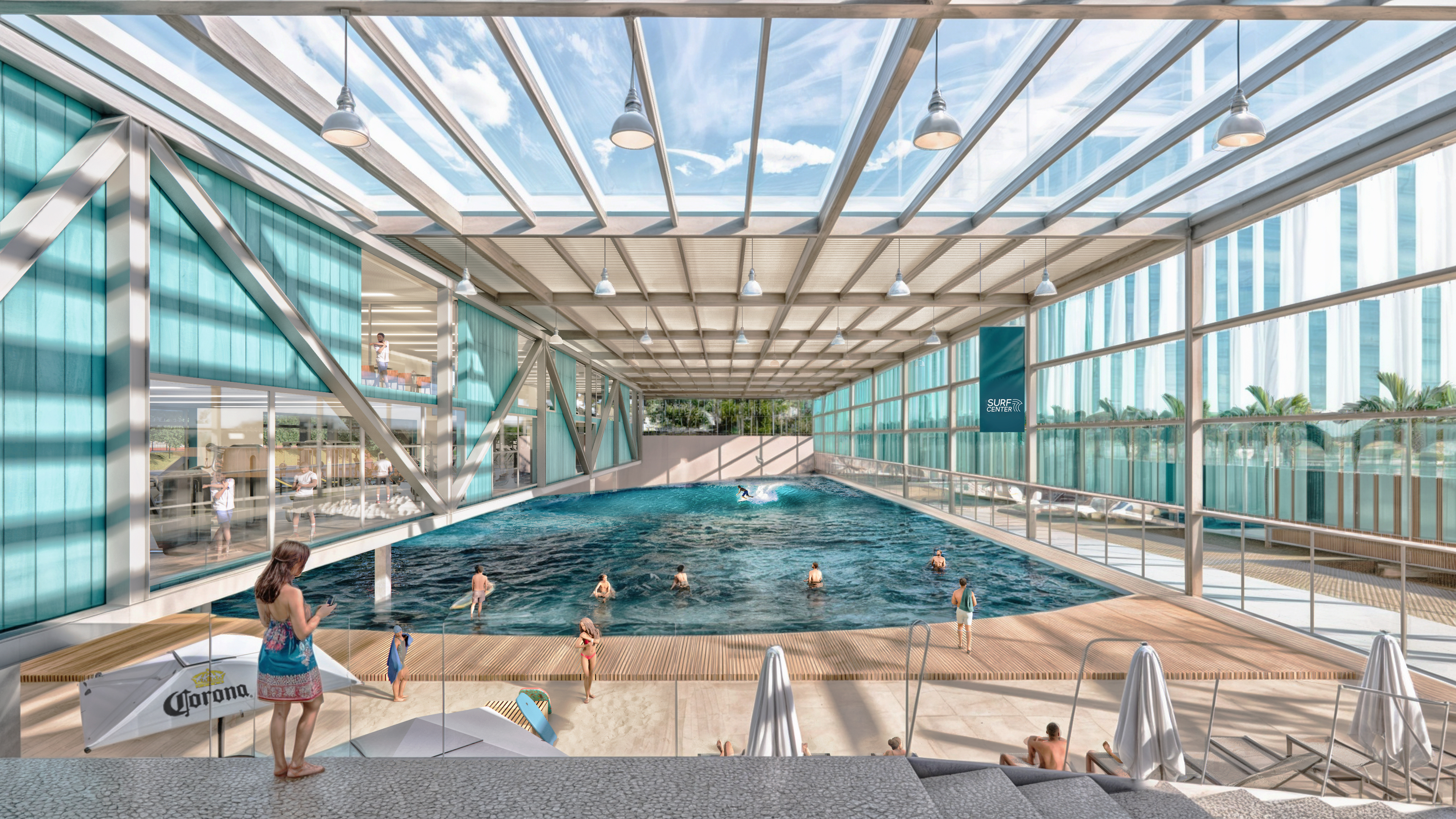 Frente da piscina de ondas aquecida · clube de surf Ribeirão Preto