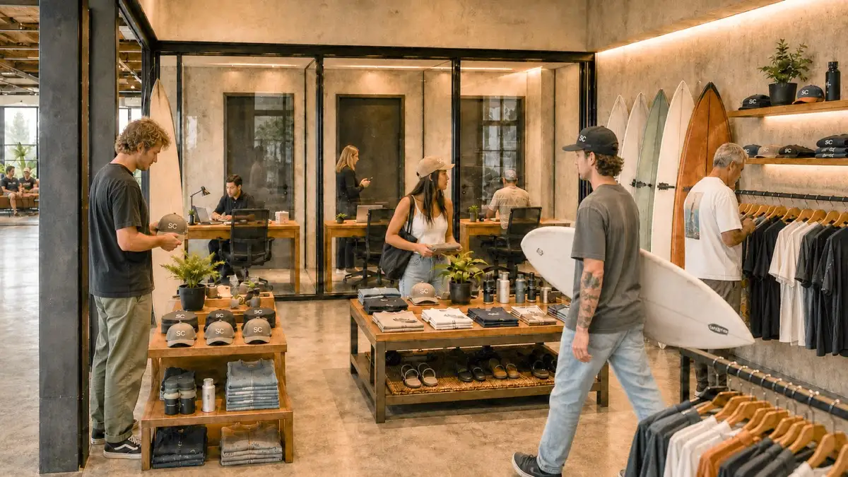 Loja e coworking do projeto Surf Center São Paulo